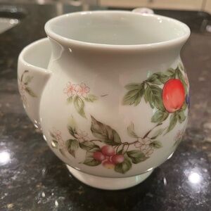 Vintage Andrea by Sadek Tea Bag Pocket Mug 12 oz. Fruits. Made In Japan.  EUC